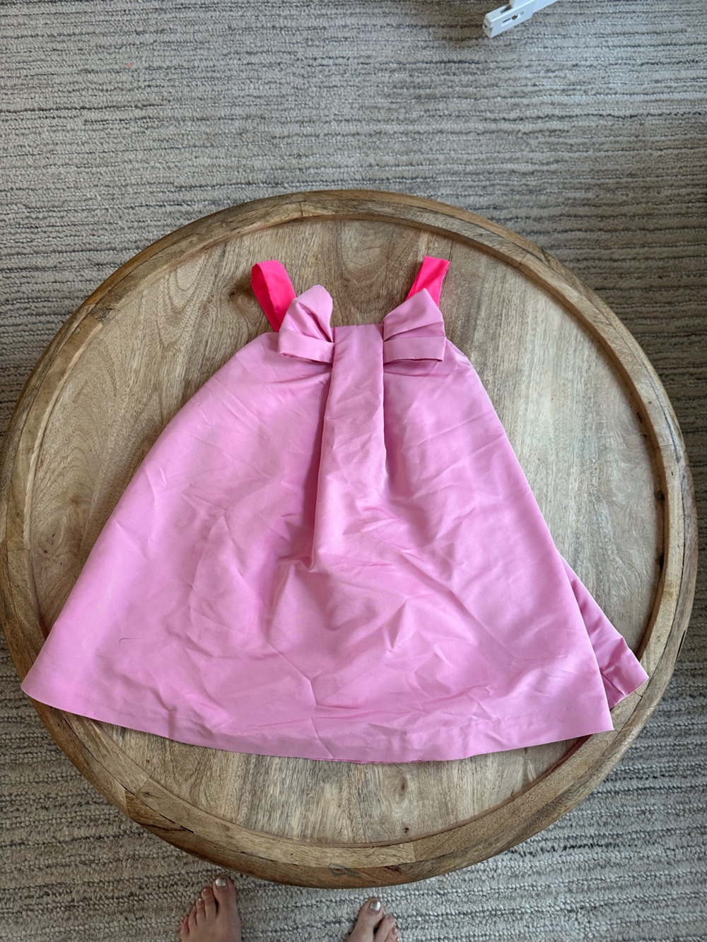 Jacadi Pink Bow Strap A-Line Dress with Hot Pink Straps size 6